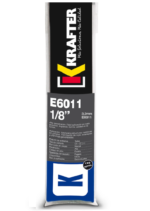 ELECTRODO SOLDADURA 6011 1/8 (3.2mm) FORMATO 1 KG KRAFTER