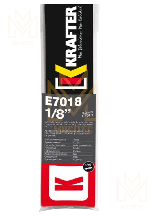 ELECTRODO SOLDADURA 7018 1/8 (3.2mm) FORMATO 1 KG KRAFTER