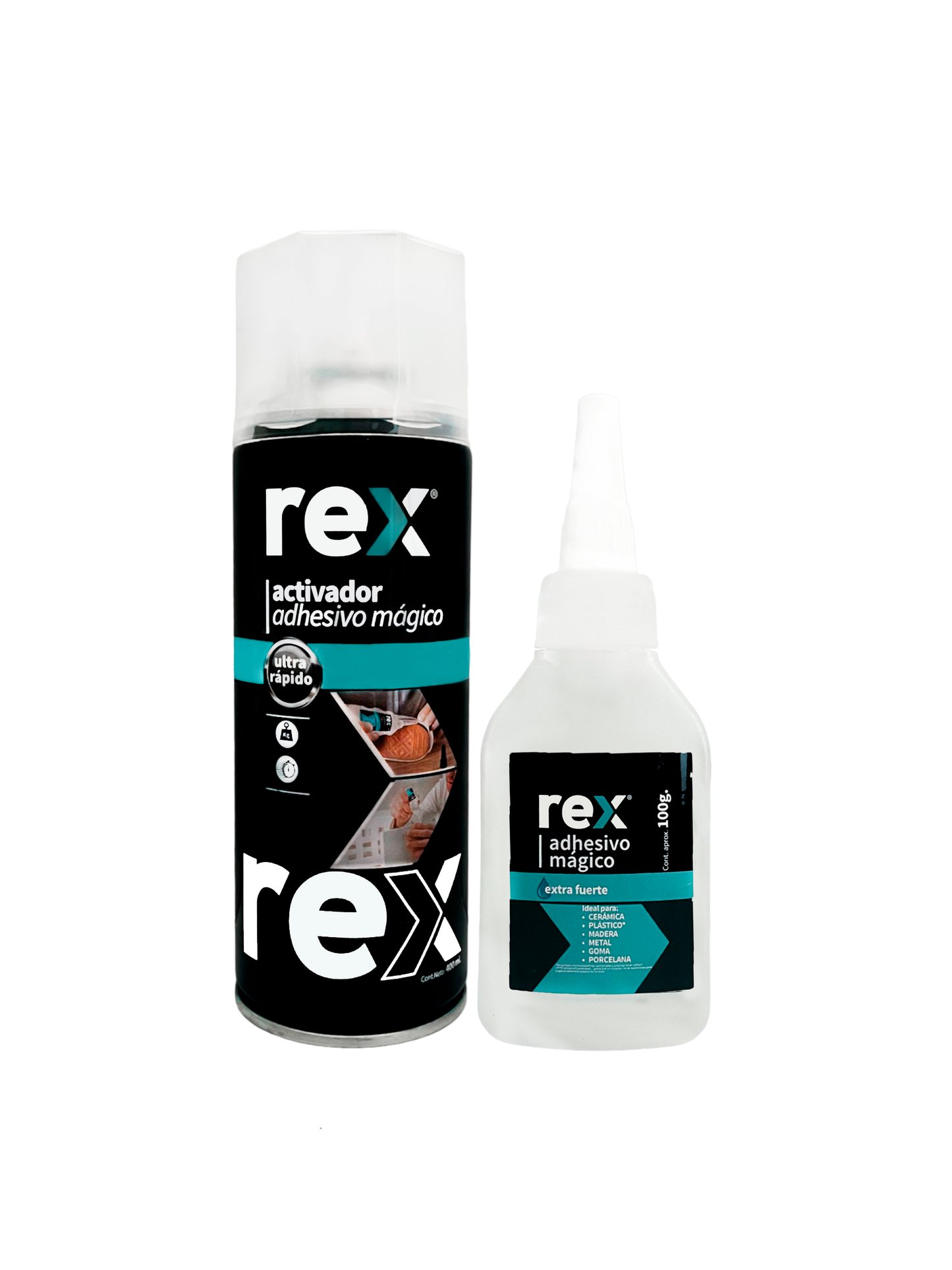 ADHESIVO MAGICO 100g + ACTIVADOR AEROSOL 400mL REX