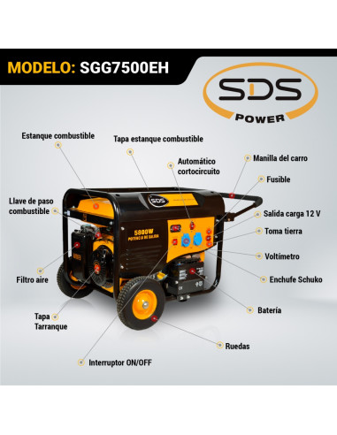 GENERADOR BENCINERO 6,3 KW SDS SGG7500EH