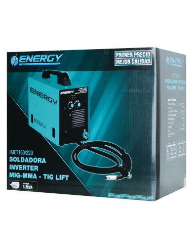 SOLDADORA 160 AMP MIG FLUX-ARCO-TIG ENERGY IMET 160/220