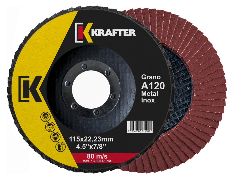 DISCO TRASLAPADO FLAP 4 1/2′ G120 RED KRAFTER