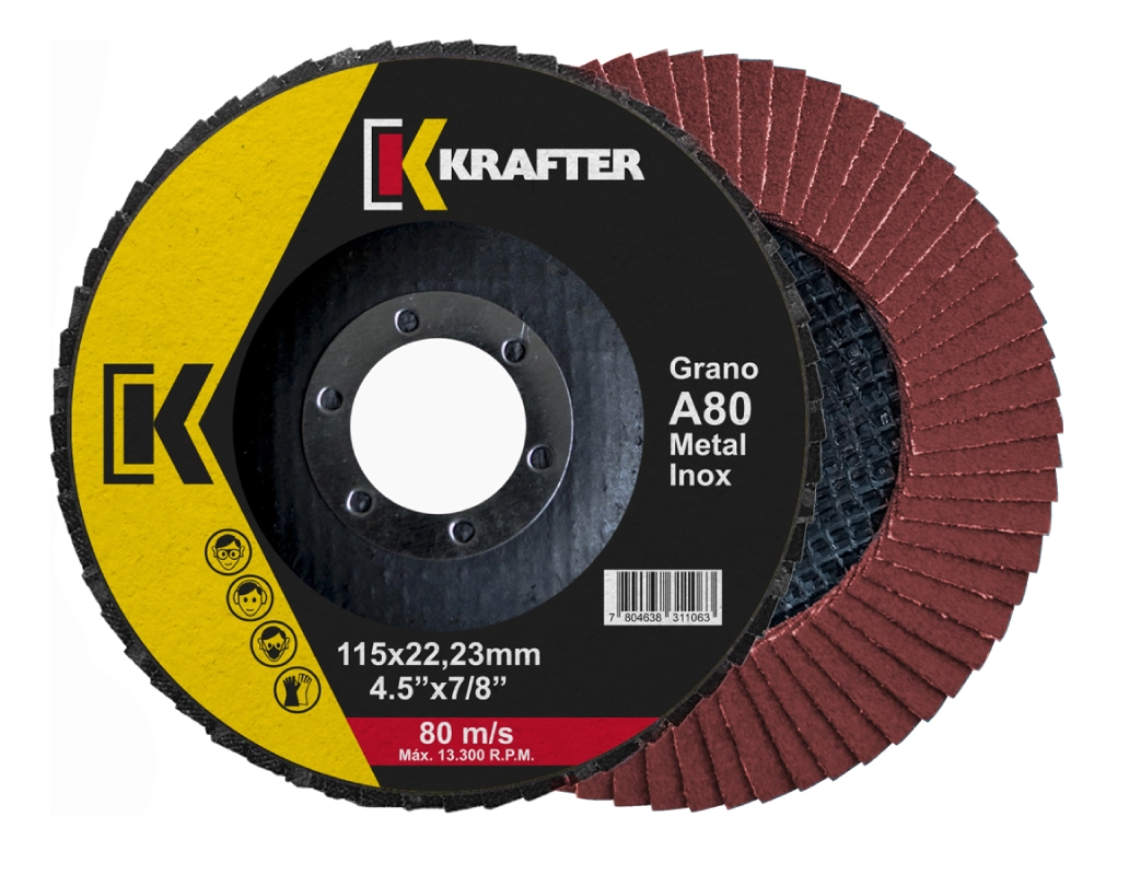 DISCO TRASLAPADO FLAP 4 1/2′ G80 RED KRAFTER