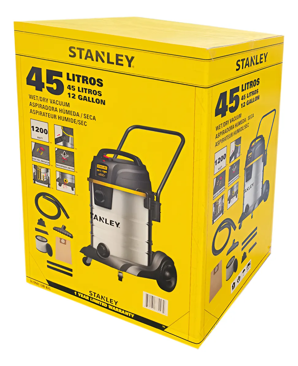 ASPIRADORA POLVO AGUA STANLEY 1200W 45L