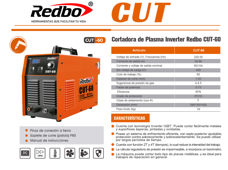 CORTADORA DE PLASMA CUT-60 REDBO
