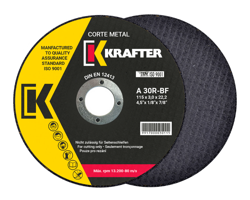 DISCO DE CORTE METAL FINO KRAFTER METAL 4 1/2' x 3.0MM