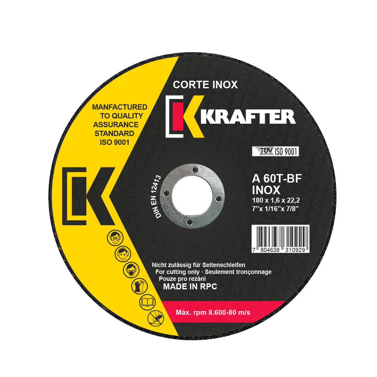 DISCO DE CORTE INOX FINO 7′ X 1.6 mm KRAFTER
