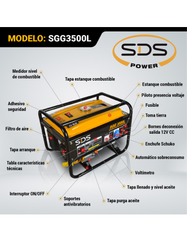 GENERADOR BENCINERO 2,8KW SDS SGG3500L