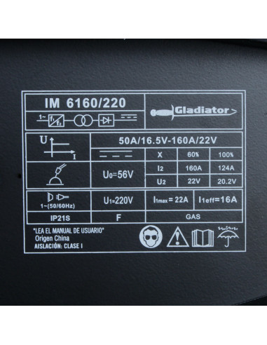 SOLDADORA INVERTER 160 AMP MIG GLADIATOR IM 6160/220