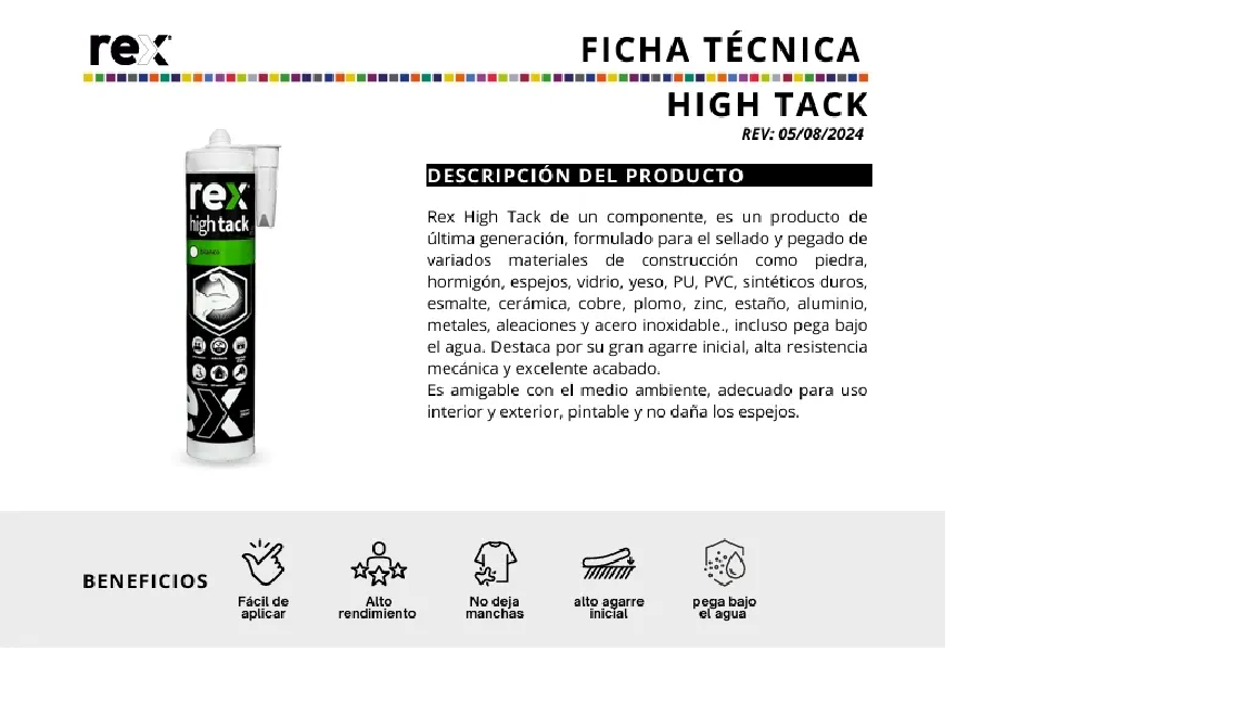 ADHESIVO HIGH TACK BLANCO 290 ML REX