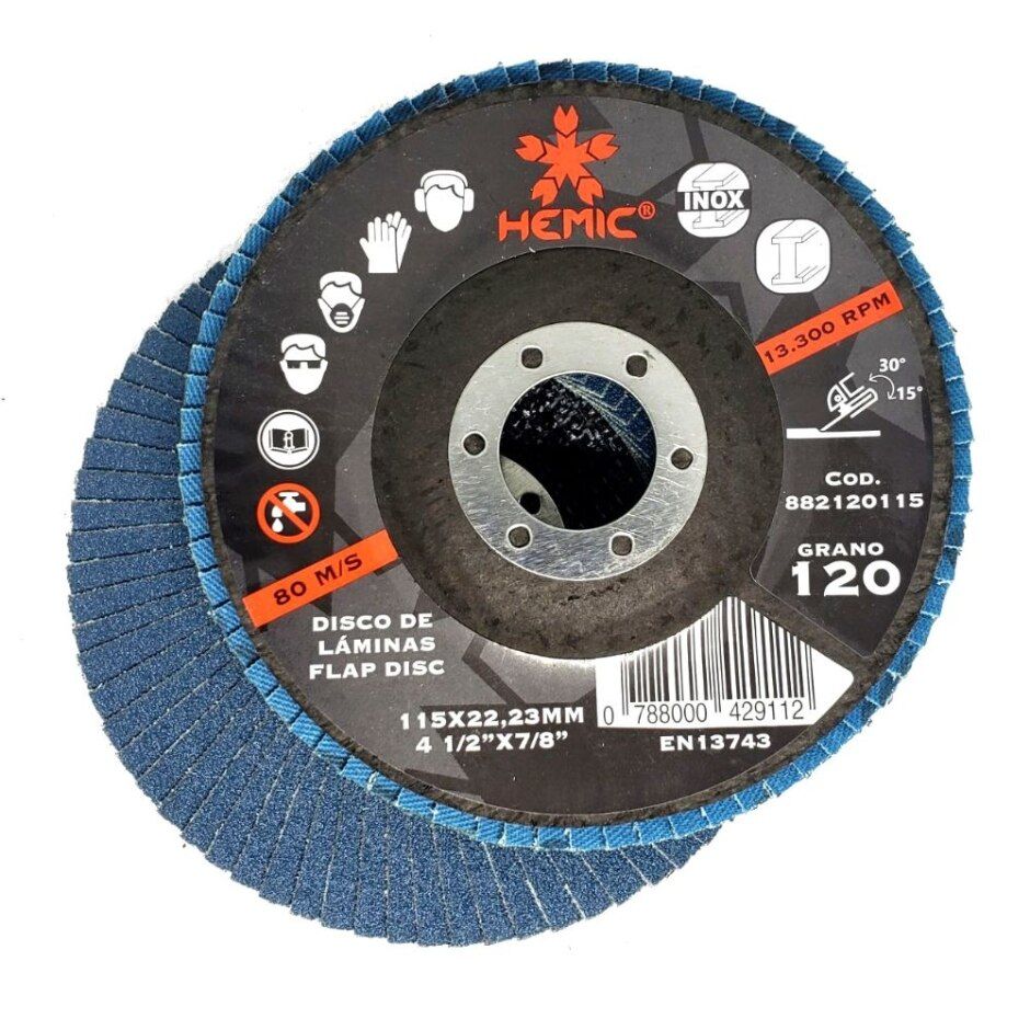 DISCO TRASLAPADO FLAP 4 1/2′ G120 HEMIC