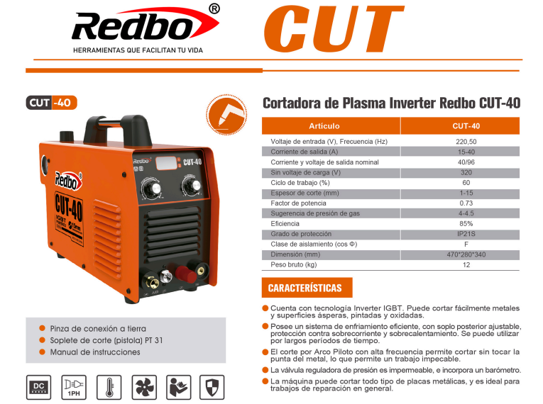 CORTADORA DE PLASMA CUT-40M REDBO