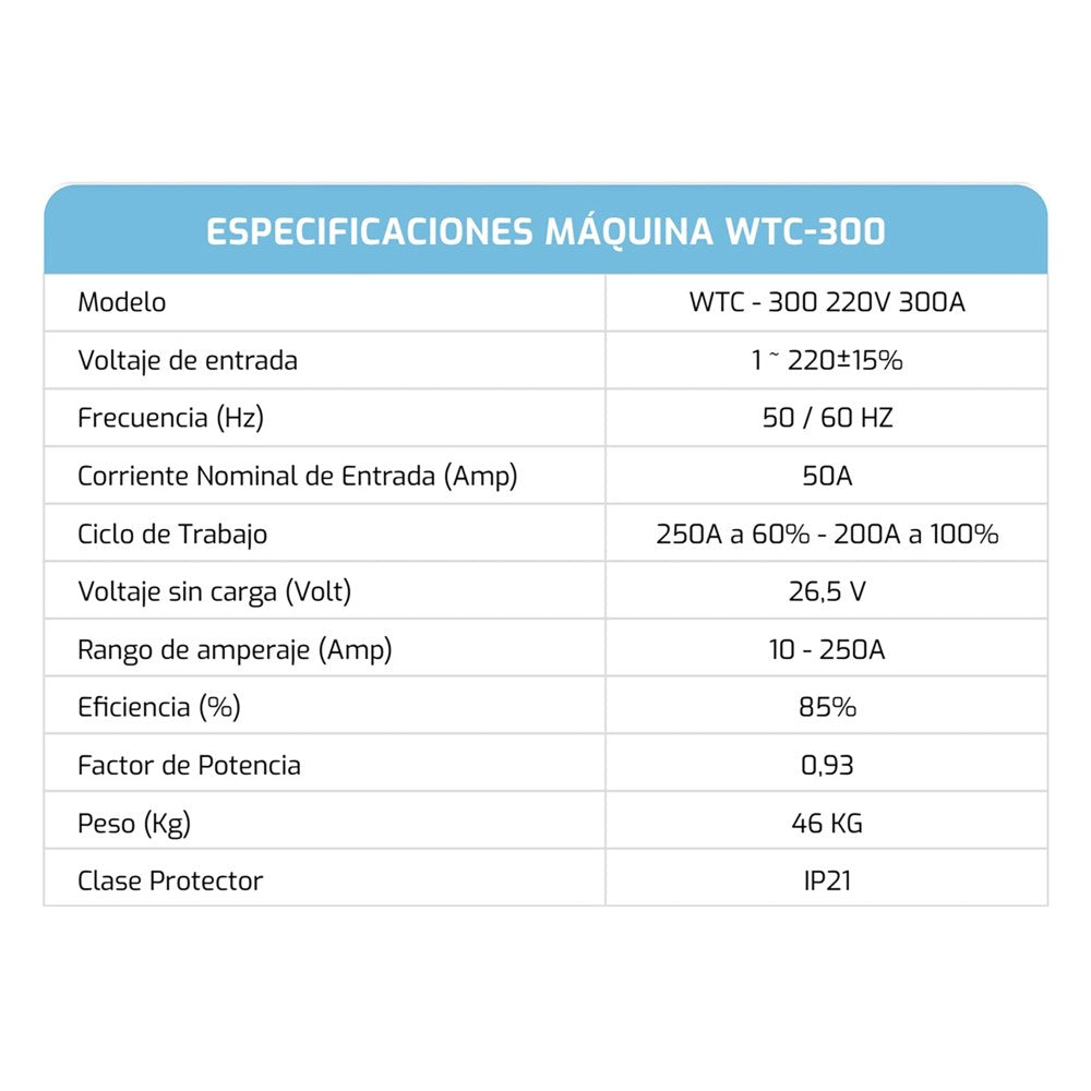 SOLDADORA INVERTER MIG 300A 220V WTC-300 WELTEC