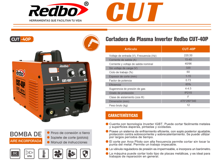 CORTADORA DE PLASMA CUT-40P REDBO