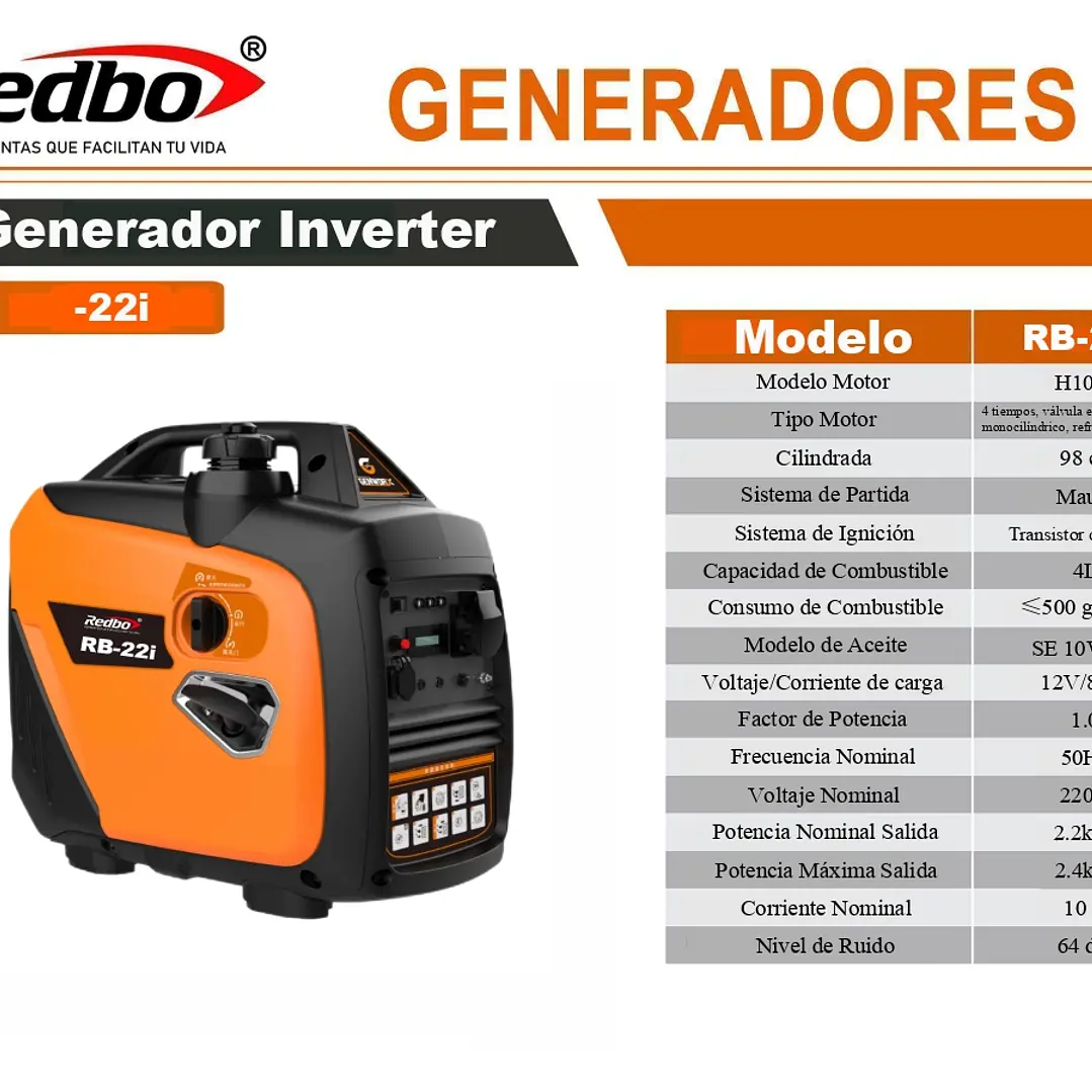 GENERADOR INVERTER ELECTRICO 2400W REDBO RB22I