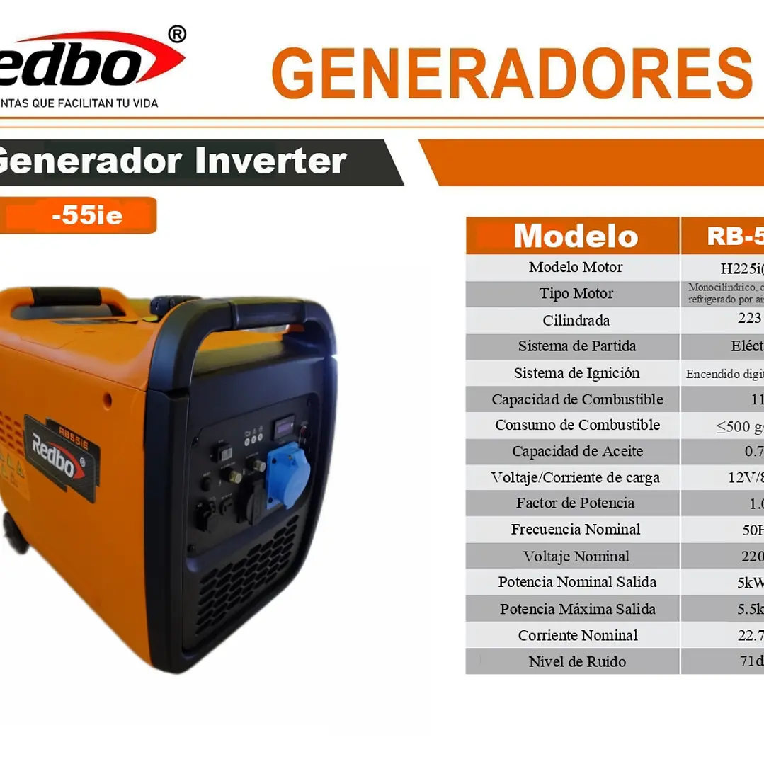 GENERADOR INVERTER PARTIDA ELECTRICA REDBO RB55IE