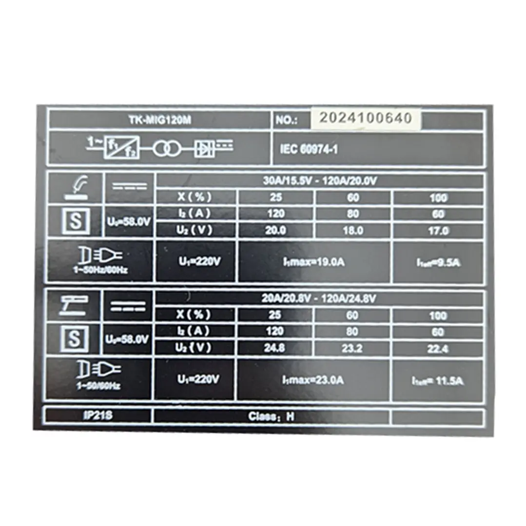 SOLDADORA MIG 120AMP FLUX TOYAKI TK-MIG120M