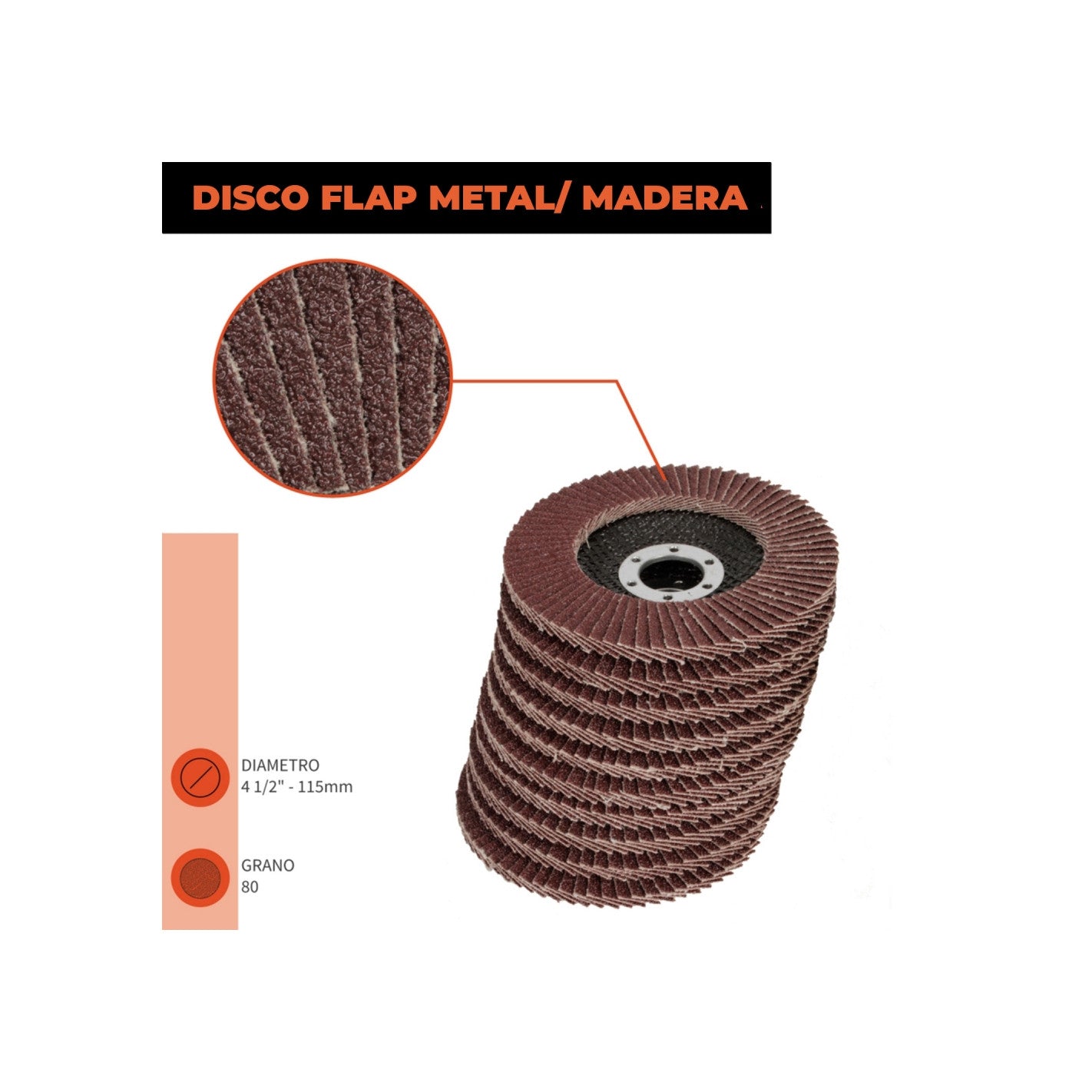 DISCO TRASLAPADO FLAP ACERO/MADERA 4 1/2′ G80 GLADIATOR
