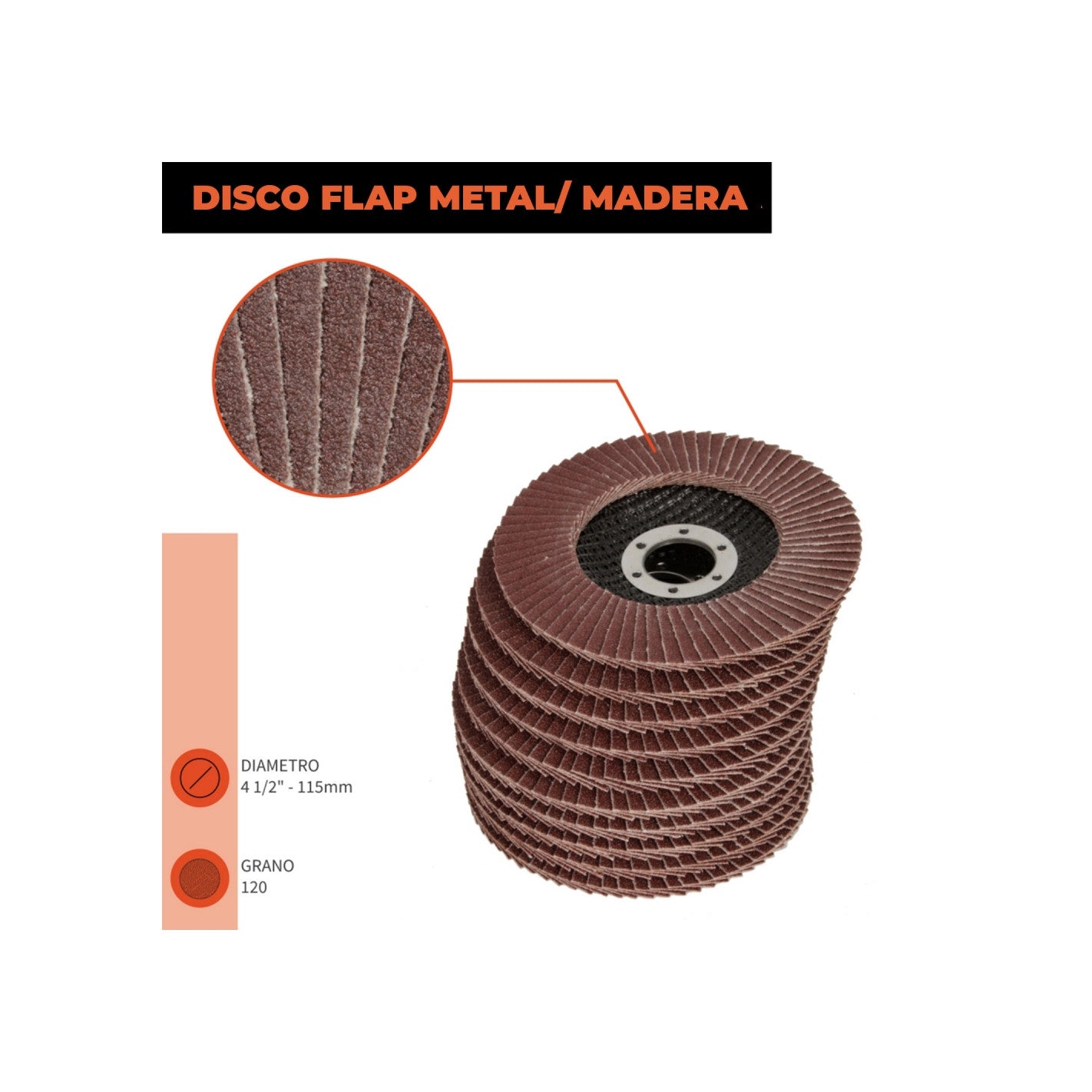 DISCO TRASLAPADO FLAP ACERO/MADERA 4 1/2′ G120 GLADIATOR