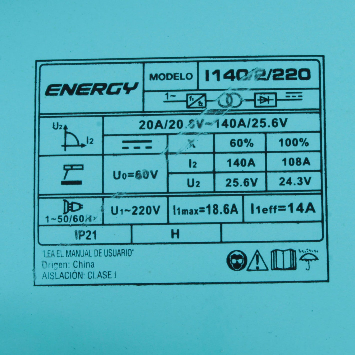 KIT SOLDADORA INVERTER ARCO MANUAL 140amp + MASCARA ENERGY I140/2/220 KM