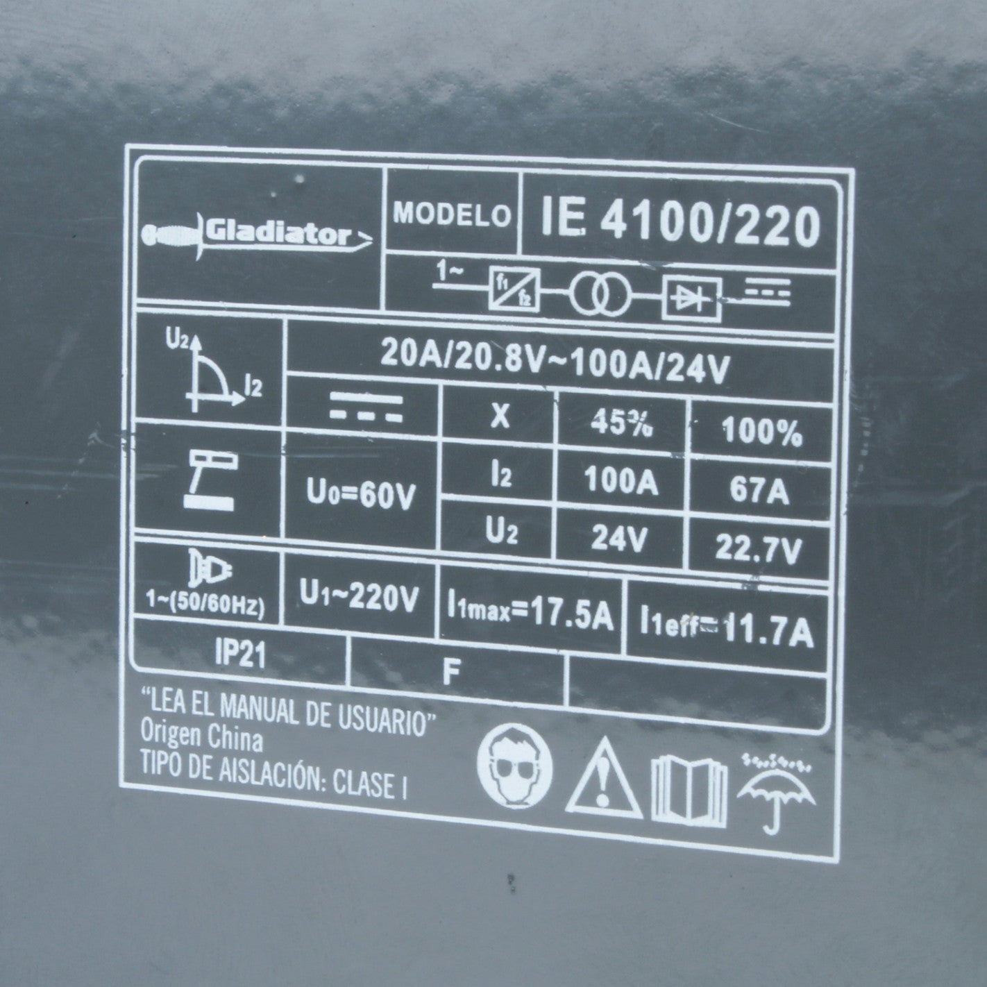 SOLDADORA INVERTER ARCO MANUAL 100amp GLADIATOR IE 4100/220