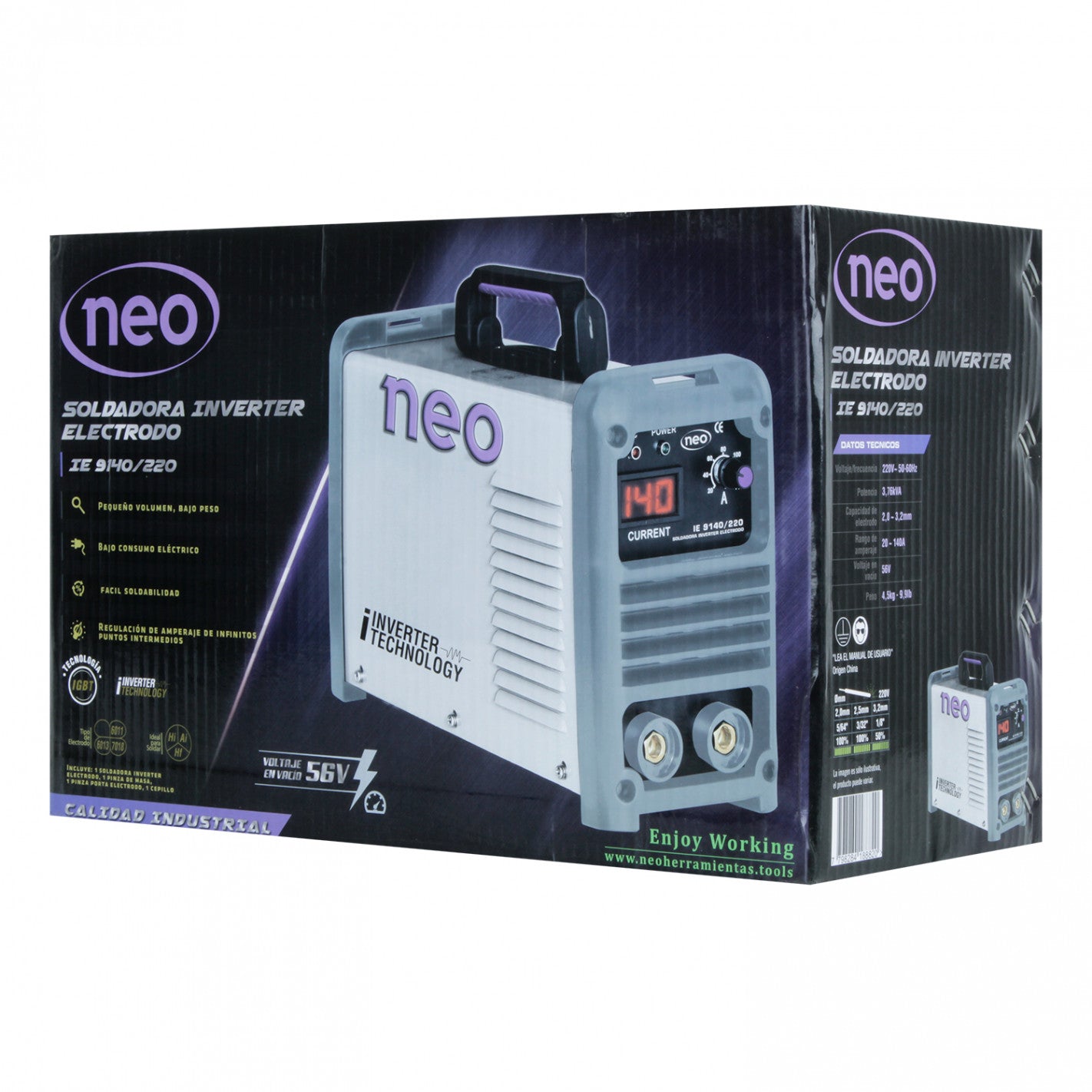 SOLDADORA INVERTER ARCO MANUAL 140 AMP NEO IE 9140/220M