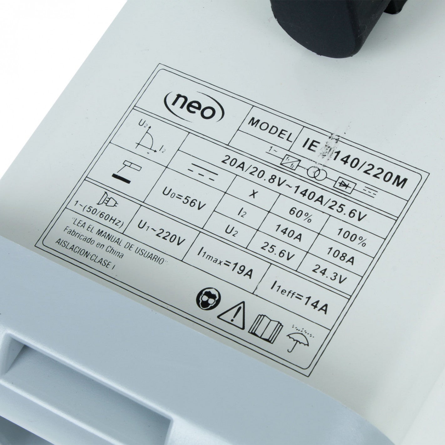 SOLDADORA INVERTER ARCO MANUAL 140 AMP NEO IE 9140/220M