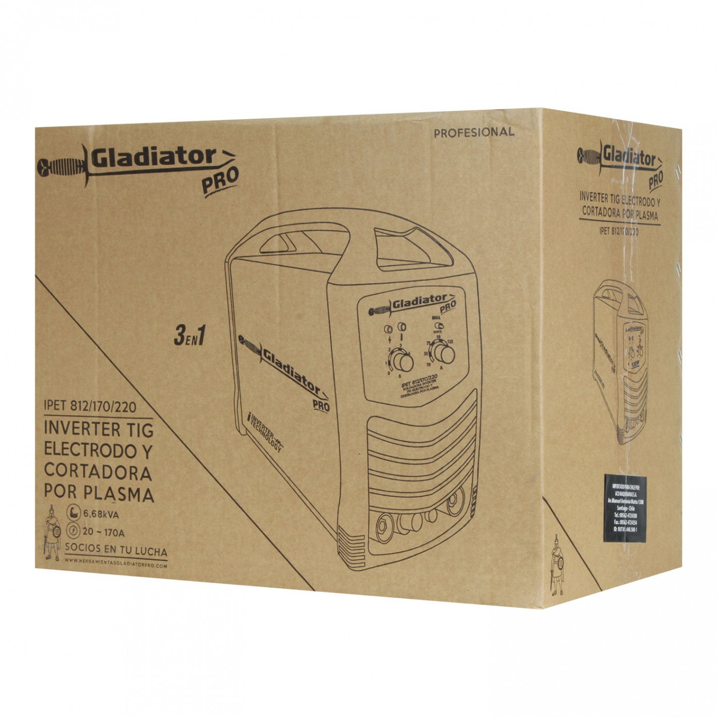 CORTADORA DE PLASMA-TIG-ARCO 170 AMP GLADIATOR IPET 812/170