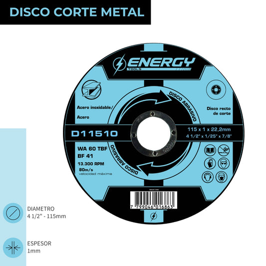 DISCO DE CORTE 4 1/2′ x 1.0mm ENERGY