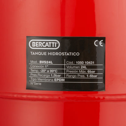 TANQUE HIDROSTATICO VERTICAL 24L BERCATTI BVS24L