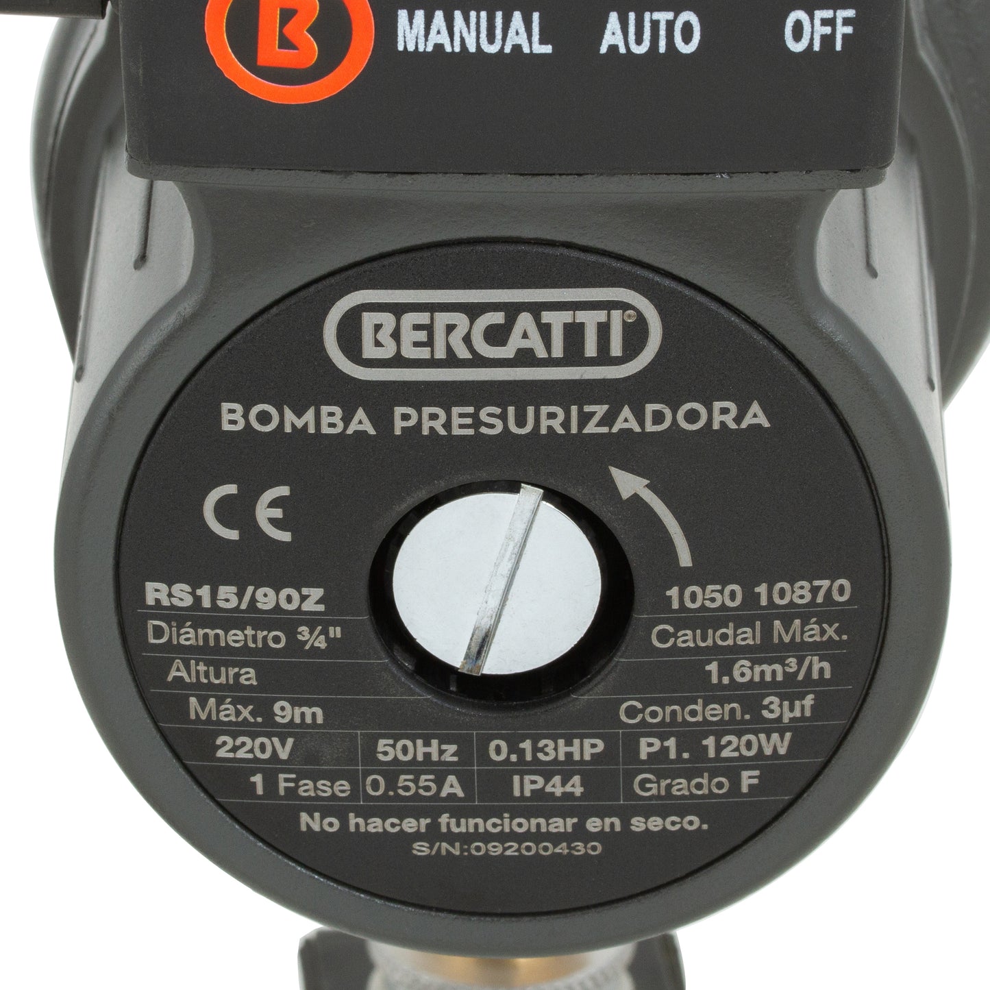BOMBA SUPERFICIE PRESURIZADORA 120W BERCATTI RS15/90-Z