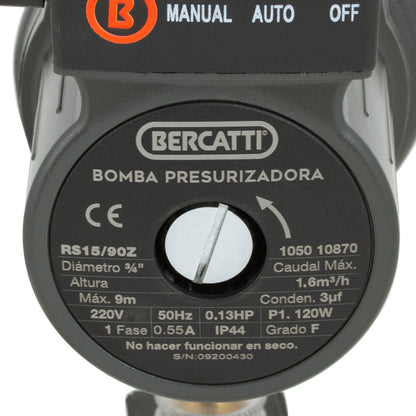 BOMBA SUPERFICIE PRESURIZADORA 120W BERCATTI RS15/90-Z