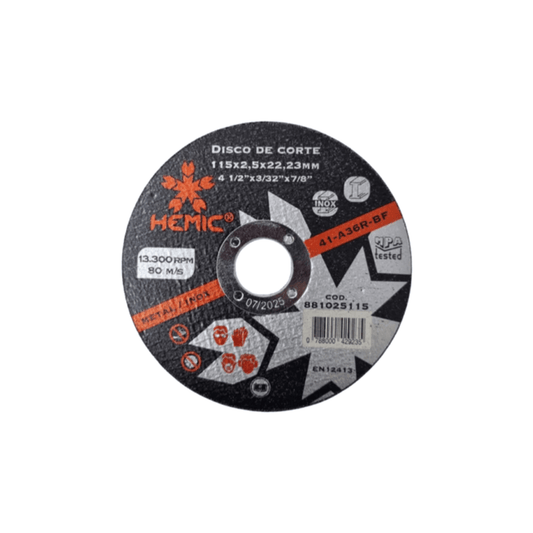 DISCO DE CORTE 4 1/2′ x 2,5mm HEMIC