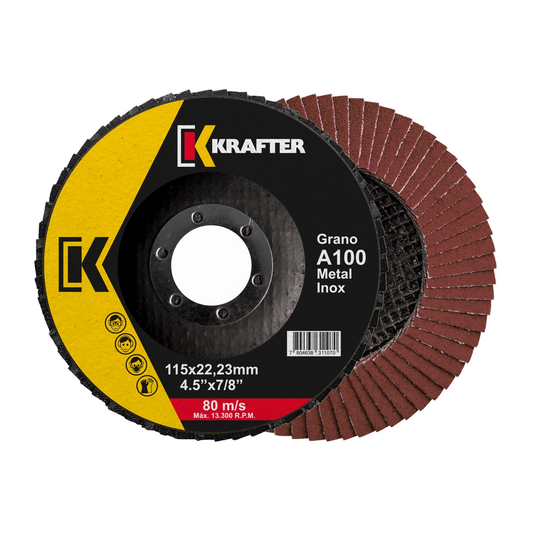 DISCO TRASLAPADO FLAP 4 1/2′ G100 RED KRAFTER