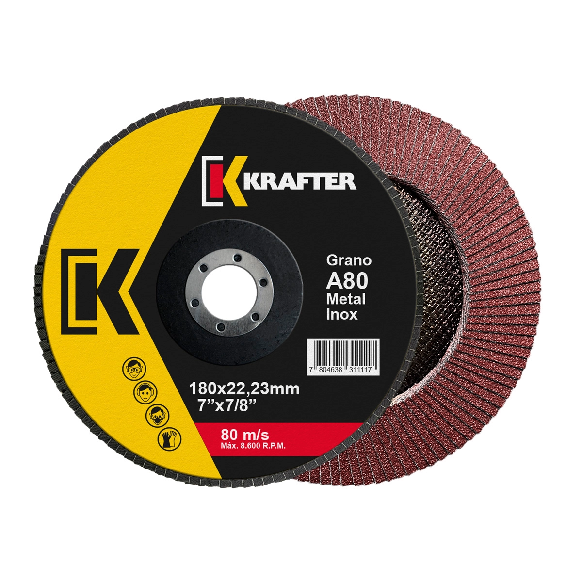DISCO TRASLAPADO FLAP 7′ G80 RED KRAFTER