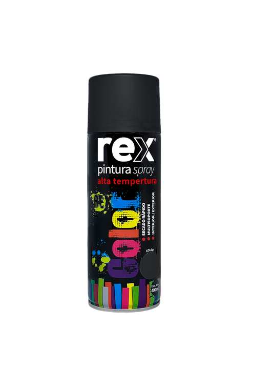 PINTURA SPRAY ALTA TEMPERATURA 400mL NEGRO REX