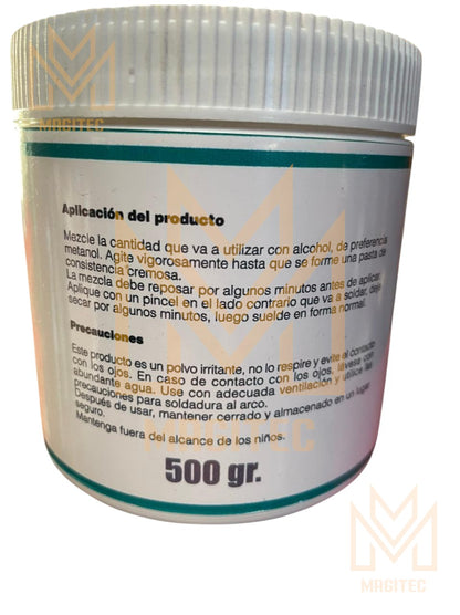 BACKING FLUX FUNDENTE SOLDADURA INOX Y ALEADOS 500GR