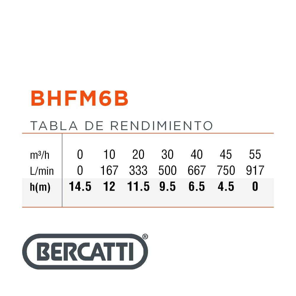 BOMBA DE SUPERFICIE CENTRIFUGA 2HP BERCATTI BHFM6B