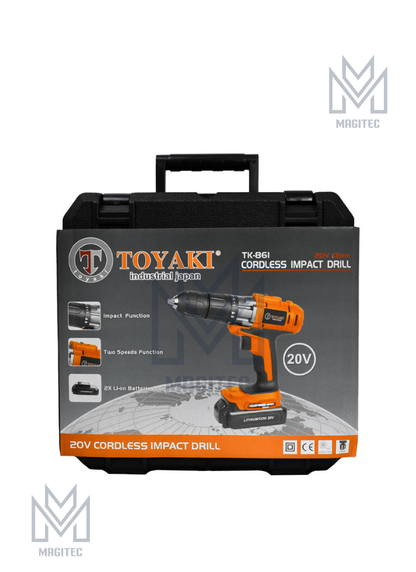 TALADRO IMPACTO RECARGABLE 20V 13MM TOYAKI + 2 BAT + CARG TK-861