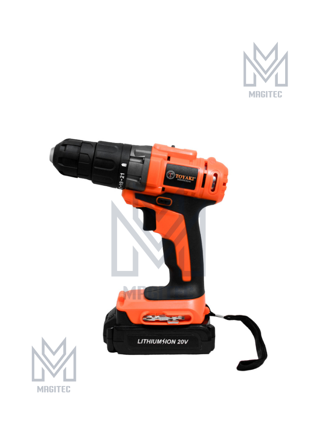 TALADRO INALAMBRICO 10MM 20V LITIO TOYAKI + 2 BAT + 1 CARG TK-827