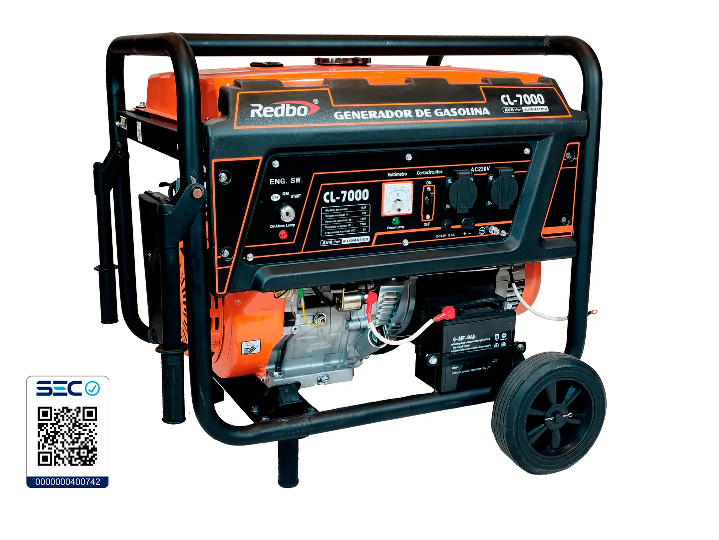 GENERADOR BENCINERO PARTIDA ELECTRICA 7,5 kW REDBO CL-7000