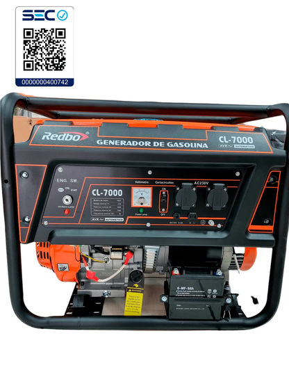 GENERADOR BENCINERO PARTIDA ELECTRICA 7,5 kW REDBO CL-7000