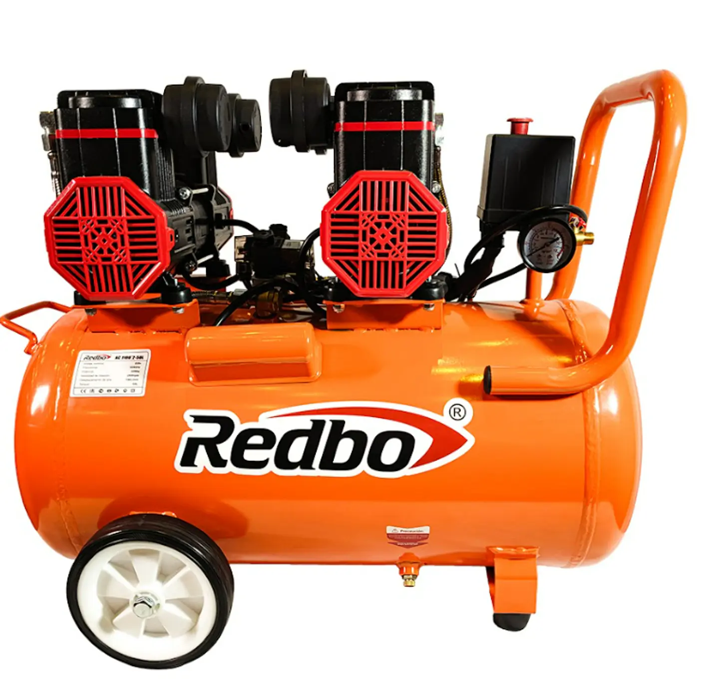COMPRESOR DE AIRE SILENCIOSO LIBRE DE ACEITE 50L 3HP REDBO
