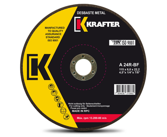 DISCO DESBASTE METAL KRAFTER 4.5" X 6.0MM