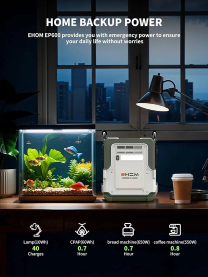 ESTACION DE ENERGÍA PORTÁTIL 600W EHOM EP600