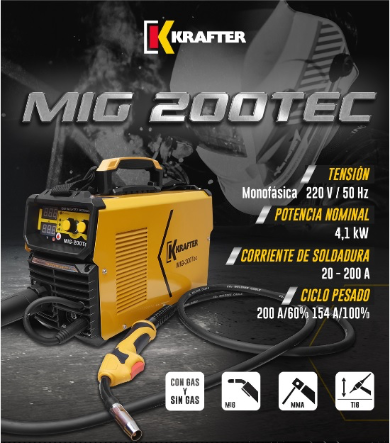 SOLDADORA KRAFTER MIG-200TEC