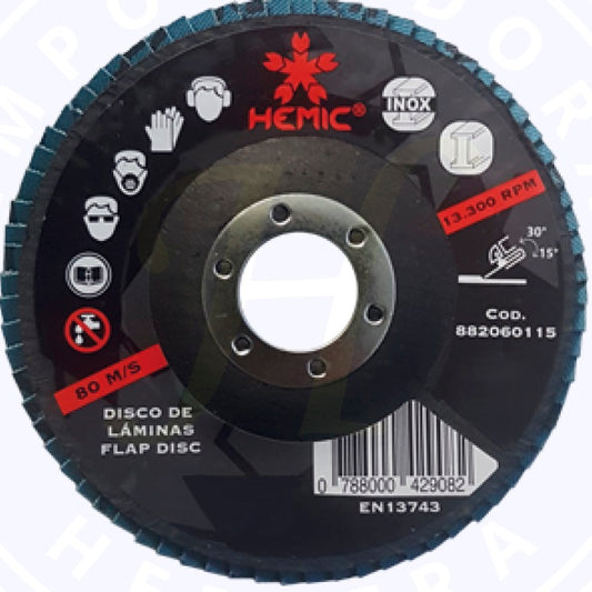 DISCO TRASLAPADO FLAP 4 1/2′ G100 HEMIC