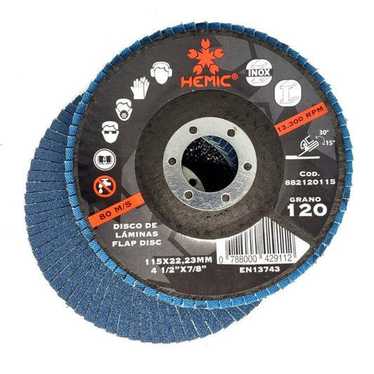 DISCO TRASLAPADO FLAP 4 1/2′ G120 HEMIC