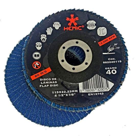 DISCO TRASLAPADO FLAP 4 1/2' G40 HEMIC