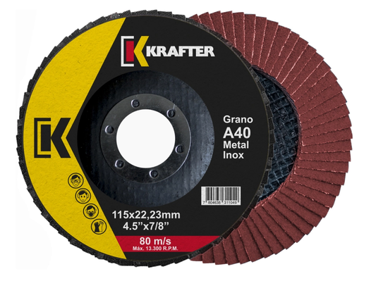 DISCO TRASLAPADO FLAP 4 1/2′ G40 RED KRAFTER
